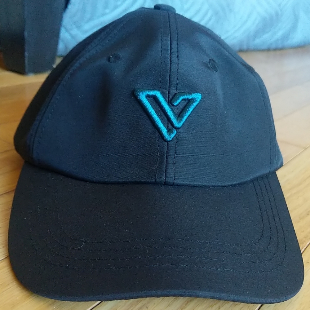 Vessi Black Golf Cap Nylon Waterproof Teal Logo
